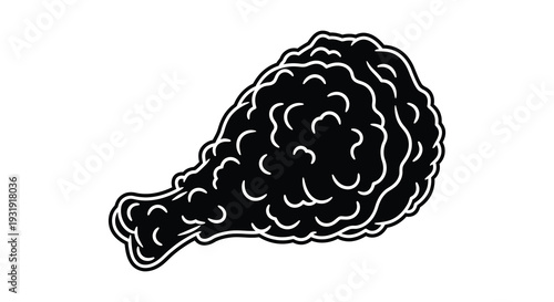 Black silhouette of a fried chicken leg simple design isolated on white background silhouette