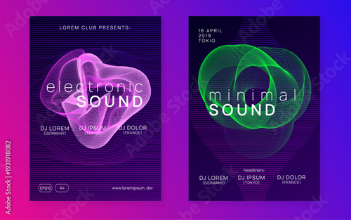 Sound Design. Party Event. Concert Cover. Electronic Audio Illustration. Techno Electro Element. Violet Night Club Background. Pink Dance Banner. Blue Sound Design