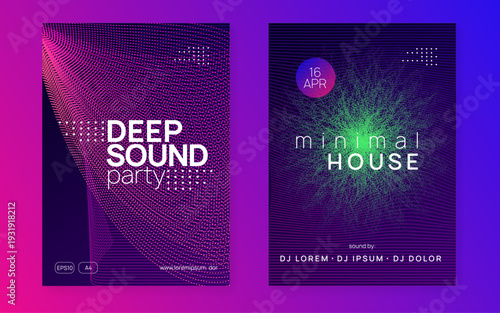 Edm Poster. Violet Sound Set. Music Festival Graphic. Night Club Event. Electro Vector. Nightclub Audio Illustration. Green Dance Design. Blue Edm Poster