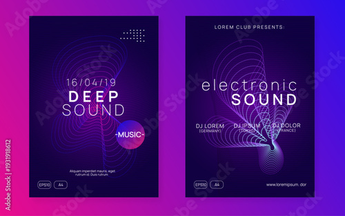 Techno Banner. Green Night Club Poster. Pink Fest Set. Psychedelic Radio Invitation. Music Background. Festival Cover. Edm Concert Element. Blue Techno Banner