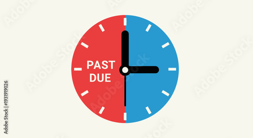 Clock face indicating a past due deadline representing urgency and time management concept