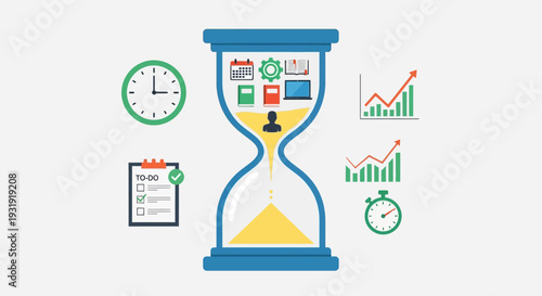 Conceptual illustration emphasizing time management and productivity improvement with visual