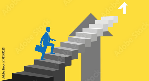 A business professional's journey to success on the staircase of opportunities illustration