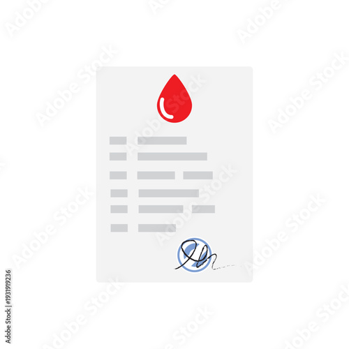 Medical form for blood tests with doctor's signature and stamp for health monitoring and clinical diagnosis.