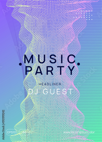 Edm Poster. Dance Set. Electronic Radio Invitation. Violet Sound Background. Trance Cover. Dj Electro Element. Blue Music Event. Pink Edm Poster