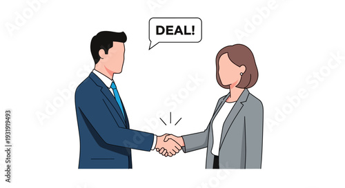 Business handshake illustration depicting a successful agreement with a clear deal concept showing