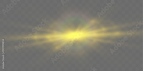 Sunlight with radiant golden glow, rainbow halos, and lens flare.