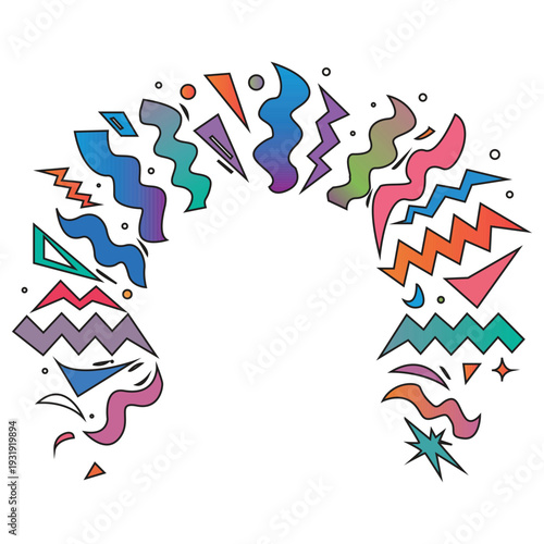 Wallpaper Mural Abstract colorful geometric shapes and zigzag lines arch background Torontodigital.ca