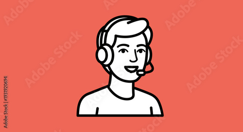 Illustration of a smiling customer support agent with headphones and microphone