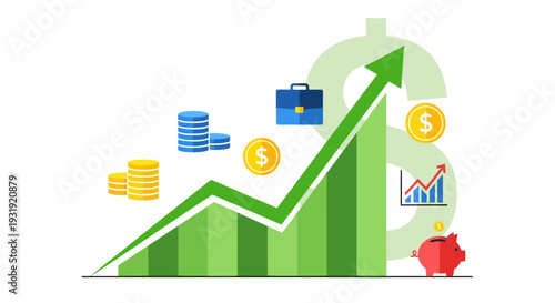Financial growth illustration depicting business success and investment progress showcasing