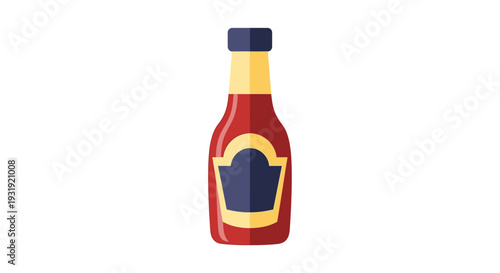 Illustration of a stylized ketchup bottle with vibrant colors and a classic design suitable for