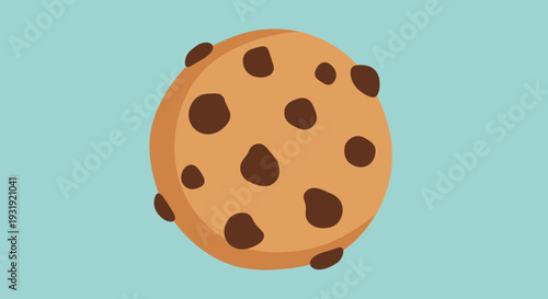 Delightful chocolate chip cookie illustration against a calming light blue backdrop offering a