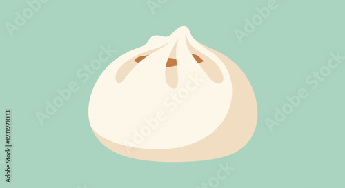 Delicious bao bun vector illustration on a light teal background offering a flavorful taste