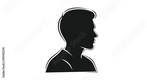 Black silhouette of a mans head and shoulders in profile
