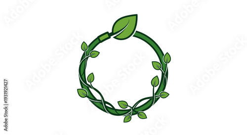 Green leaves forming a circular wreath symbolizing nature and harmony.