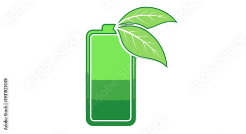 Wallpaper Mural Green battery icon with leaves symbolizing eco-friendly energy and sustainability. Torontodigital.ca
