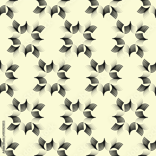 Seamless abstract black floral radial pattern on cream background. Template for Pattern, Banner, Gift wrapping paper, and etc.