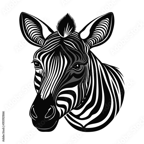 Black and white zebra head vector illustration