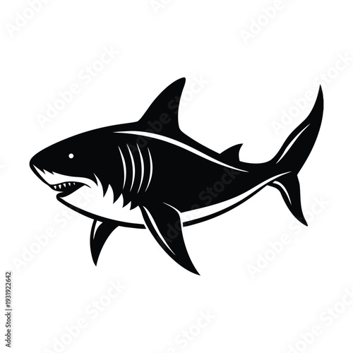 Black shark icon vector