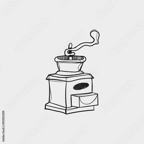 Vintage Manual Coffee Grinder Hand Drawn Doodle Vector