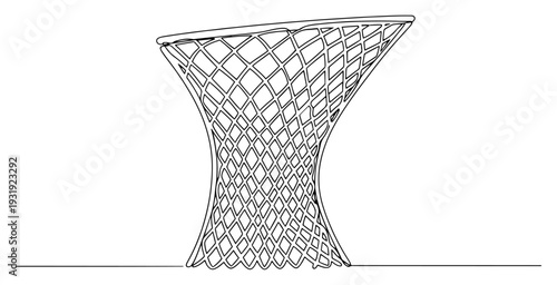 Close up of a sports goal net structure drawn in single continuous line art
