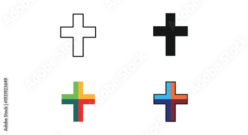 Comparison of different cross symbols with and without a filled center and color variations