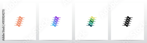 Curves Graph Chart Lines Wavy Abstract Shape Letter Initial Logo Design I