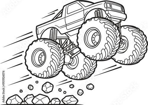 Monster truck in action with large tires