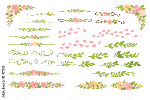 Floral design elements for crafting and decoration use in various projects and events throughout the year