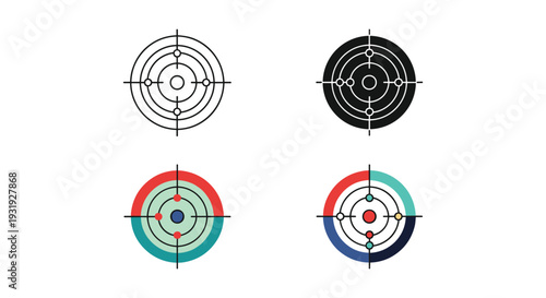 Target designs with different colored ring patterns and shading styles