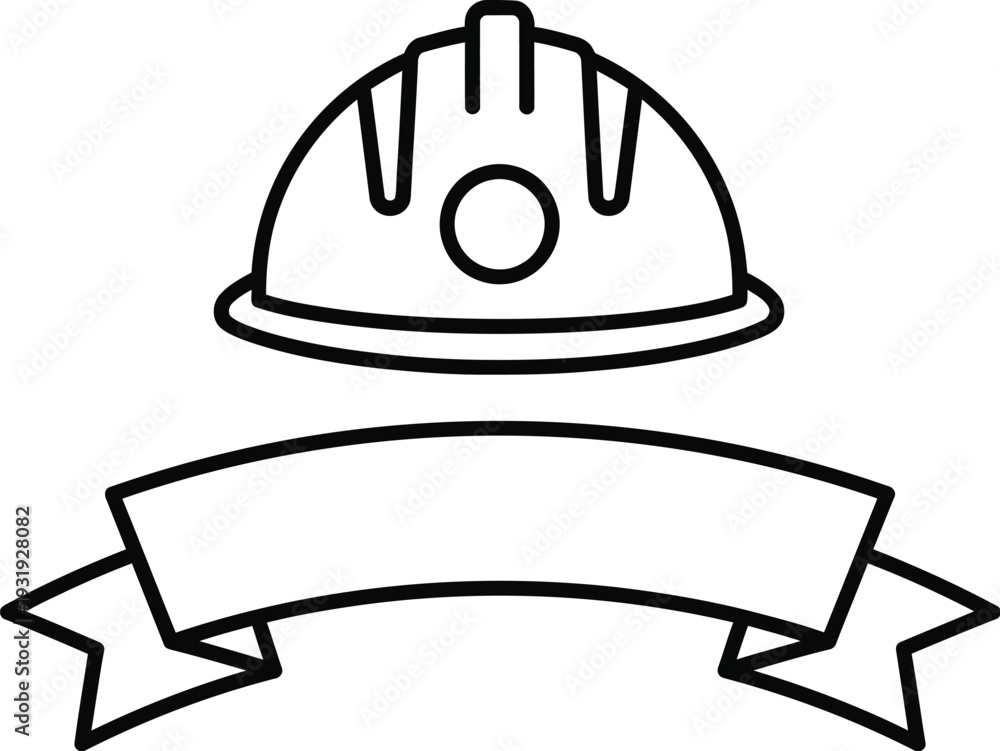 Fototapeta premium Construction hard hat and blank banner illustration