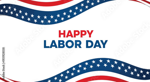 Happy labor day celebration with patriotic american flag design elements