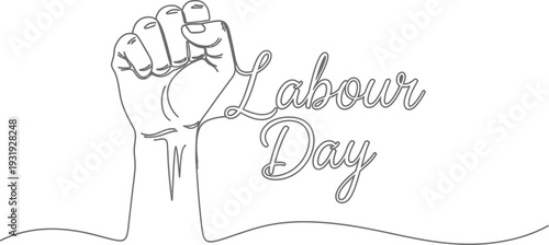 Labour day celebration with a raised fist symbolizing workers' rights and unity