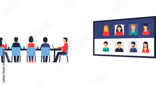 Hybrid meeting online offline participants minimal flat vector