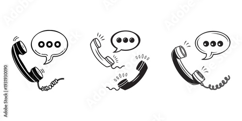 Three vintage telephones with speech bubbles illustrating different conversation tones