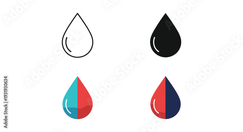 Diverse stylized teardrop shapes with contrasting color fills and outlines