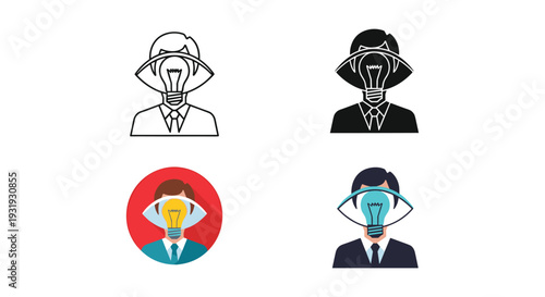 Illustrations of professionals with different facial covering styles during a health crisis