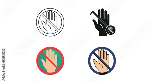 Graphic symbols representing allowed and prohibited hand gestures and actions