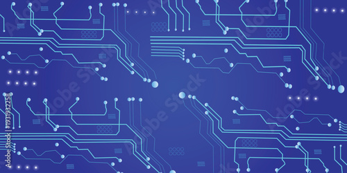 Abstract image of a circuit board with glowing background image of a digital circuitry with blue