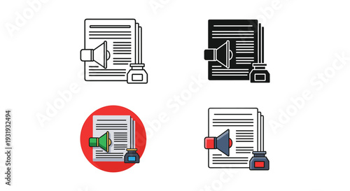Four icons representing various document and file statuses or actions