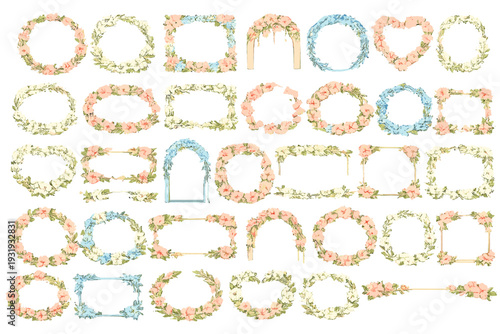 Different flower frames for designs and decorations for various occasions and events