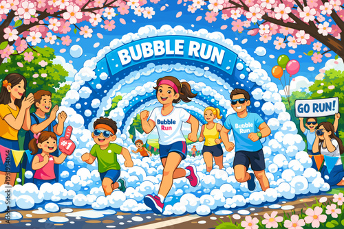 Exciting bubble run event attracts many participants and celebrates fitness and fun in a lively atmosphere