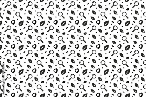 Pattern of simple shapes and outlines on a white background suitable for various design projects and art applications