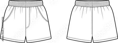 Two White Shorts with Waistband and Pockets in a Side by Side Comparison