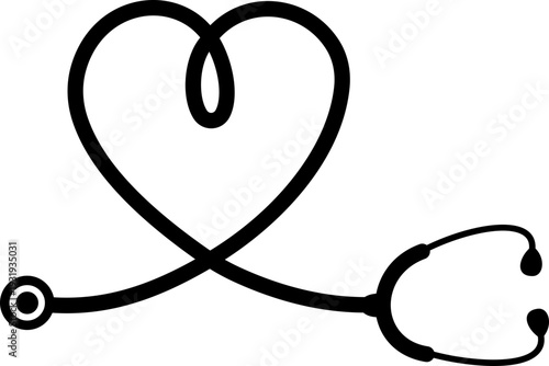 Stethoscope icon medical and healthcare symbols with heart shaped stethoscope designs in solid and outline style vector isolated on transparent background