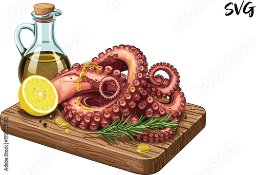 Gourmet Cooked Octopus with Fresh Lemon and Olive Oil