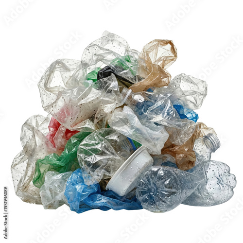 Canvastavla Large heap of discarded plastic bags and bottles