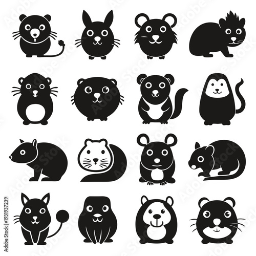 Cartoon animals graphic illustration isolated on white background