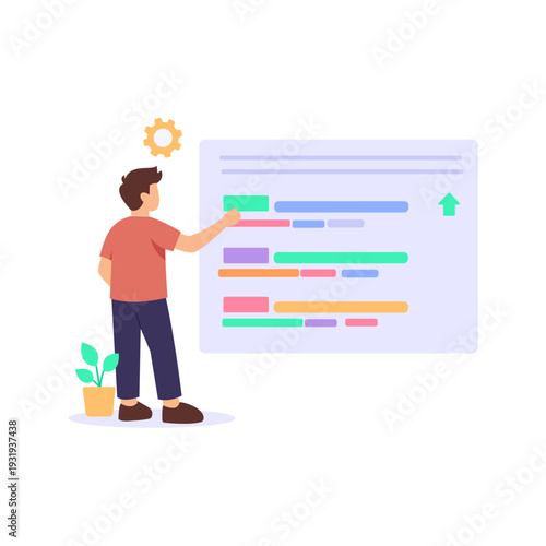 Meta Description Optimization, Writing compelling snippets for better clickthrough, Flat vector character illustration