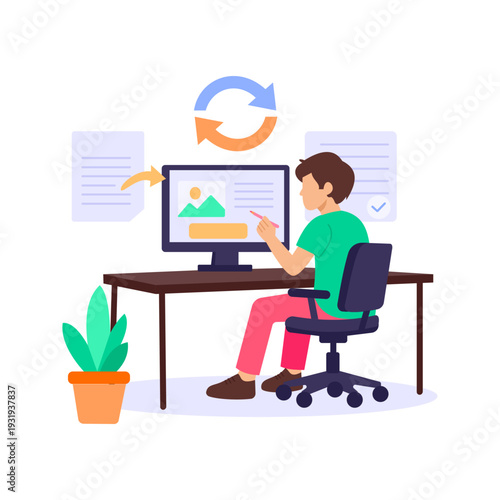 Content Update, Refreshing website pages for better ranking, Flat vector character illustration